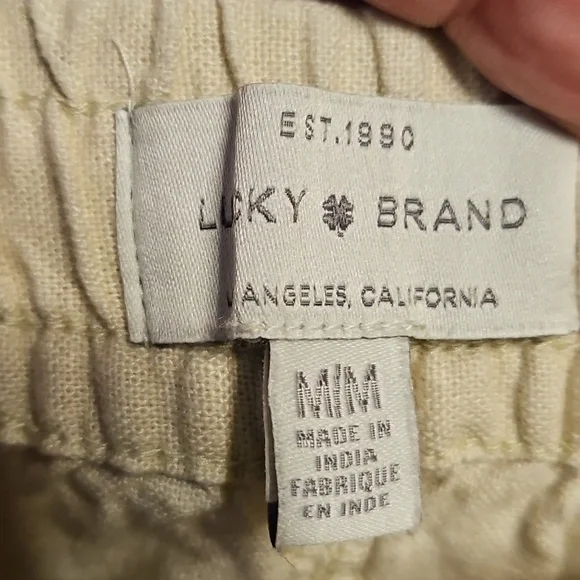 Lucky Brand Linen Elastic Waist Cream Pants - Picture 6 of 12